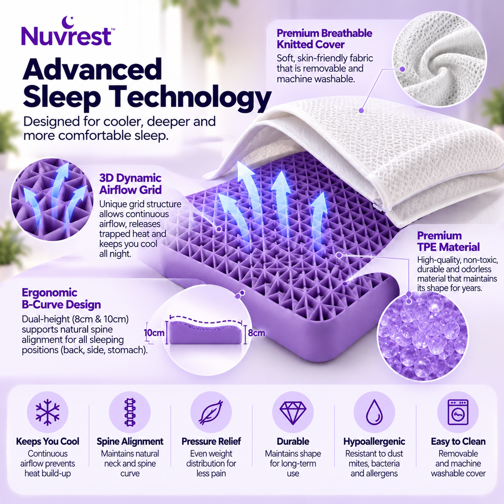 NUVREST® Honeycomb Technology Sleep Pillow